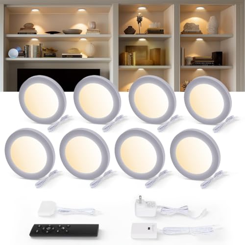 V4light LED Puck Lights, Smart Under Cabinet Lighting with Remote, 8 Pack - color: Gray, size: 8 Pack