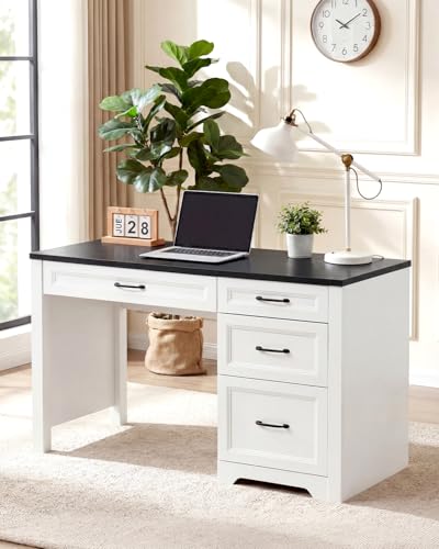Garvee Black Farmhouse Executive Desk with File Cabinet & Storage Drawers, Space-Saving Small Home Office Desk for Bedroom - color: Black