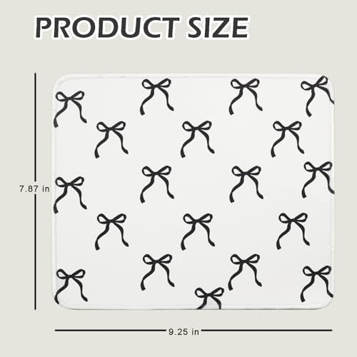 Mouse Pad for Desk with Stitched Edge, Premium Cute Washable Mouse Pads. Computer Mousepad with Non-Slip Rubber Base, Mousepads for Laptop, 9.25x7.75x0.12 inch (Black Bow) - color: Black Bow