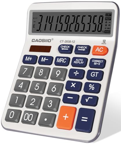 Desktop Calculator, Extra Large 5 Inch LCD Display, Desk Calculator | 12 Digits, Calculators with Big Buttons, Solar and AAA Battery Dual Power,Office Calculators for Business School Home (Blue) - color: Blue