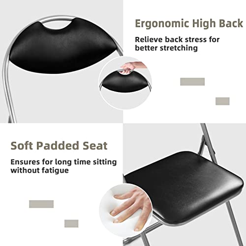 GIANTEX 6-Pack Folding Chairs Set - Waiting Room Chairs with Padded Seats and Carrying Handle for Desks Home Office Steel Guest Reception Party Poker Stackable Conference Chairs Pack of 6
