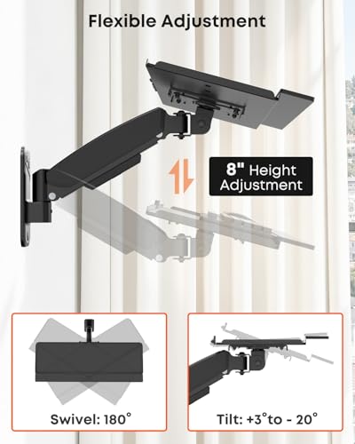 Compact Wall Mount Keyboard Tray, 26 Inch Keyboard and Mouse Wall Mount - size: Short arm