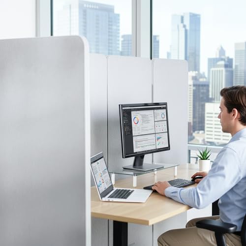 VIVO Freestanding 145 x 66 inch Privacy Panel System, Mobile Cubicle Divider, Acoustic Wall Partition, x6 24 inch Panels, Gray, PP-KIT-T145G-M - size: 145"