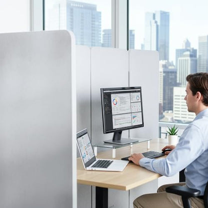 VIVO Freestanding 145 x 66 inch Privacy Panel System, Mobile Cubicle Divider, Acoustic Wall Partition, x6 24 inch Panels, Gray, PP-KIT-T145G-M - size: 145"