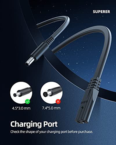 Superer 65W 45W AC Power Cord Fit for Dell Docking Station D1000 D3100 5M48M 452-BBPG 5RR7X Ultra HD 4K Triple Display Wireless Charger Adapter Supply Cable