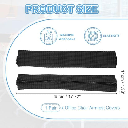 PATIKIL 18x4.3in Office Chair Armrest Covers, 1Pair, Black - color: Black, size: 18"
