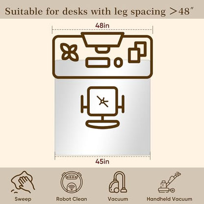 45"x45" Tempered Glass Office Chair Mat for Carpet & Hardwood Floor | 1/5" Thick Clear Floor Protector Desk Chair Mat with Rounded and Polished Edges, Resist Scratching, Cracking, Curling - size: 45"x45"
