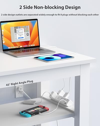 Jgstkcity Desk Clamp Power Strip 40W USB C,8 Outlets,8 USB,6FT,White | 40W Fast Charging Station,4 USB-C,4 USB-A,Furniture Nightstand Edge Mount Surge Protector, Fits 1.9" Tabletop Edge - color: White, size: 6FT Length