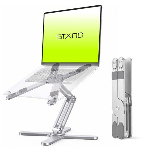 Model-X 2.0 Laptop Stand, Laptop Stand for Desk Adjustable Height | 360 Rotating Laptop Riser Aluminum Portable Foldable Computer Stand for MacBook Pro Air 10–17 in (Polar White) - color: Polar White
