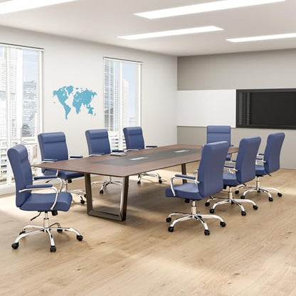 Modern Office Desk Chair, Conference Room Chairs, High Back Ergonomic Home ofiice Chair, Adjustable Height Swivel Executive Computer Chair with Armrest and Padded Seat (Blue) - color: Blue
