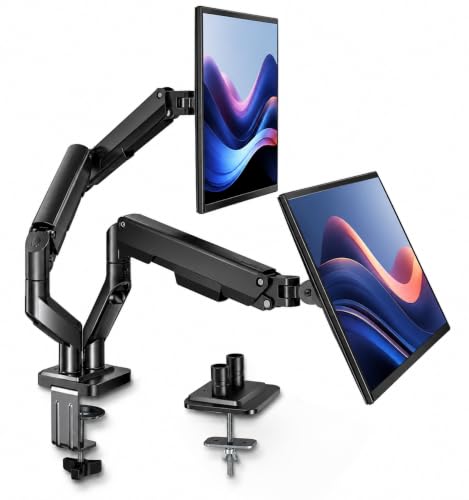 Dual Monitor Arm Desk Mount – Adjustable Gas Spring Monitor Stand for 13”–34” Screens, Full Motion Swivel, Tilt & Rotation, Heavy Duty VESA Mount for Gaming, Programming, and Office Setup - style: Dual Monitor Arm