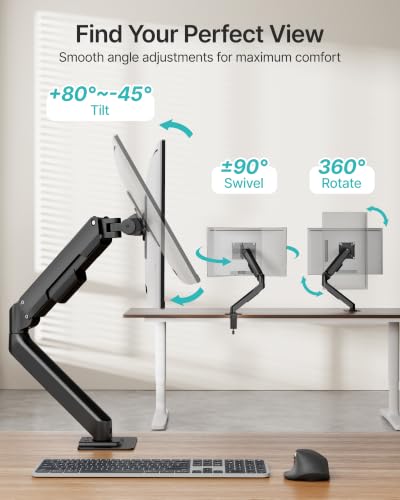Single Monitor Arm for 17-32 Inch Screens, Full Motion Desk Mount | Ultrawide Monitor Stand Holds up to 19.8 lbs,for 75/100mm VESA Mount with Clamp and Grommet Base, for Home Office Gaming - style: Single Monitor Arm