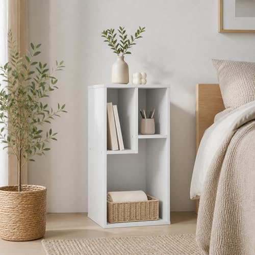3-Cube Book Shelf with Irregular Compartments, Cube Storage Organizer Bookcase, Bookshelf, 9.4 x 11.7 x 21.3, for Bedroom, Living Room, Home Office, White - color: White, size: 3 Cube