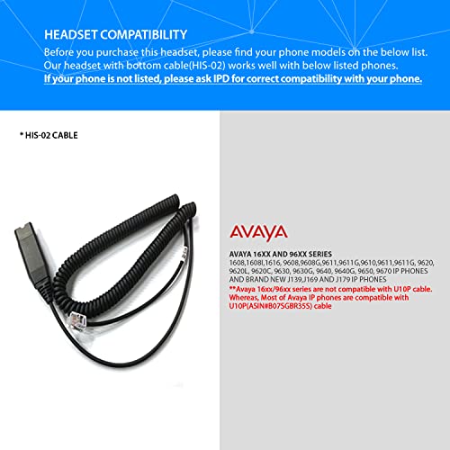 IPD IPH-160 Phone Headset with Noise Cancelling Microphone for Office and Call Center-Compatible with Avaya 1608 1616 9601 9608 9611 9611G 9620 9621 9630 9631 9640 9641 9650 9670 J139 J159 J169 J179 - color: 160-BL-FOAM
