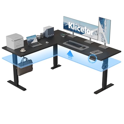 Klicelor L Shaped Standing Desk 63 x 55 Inch, Electric Height Adjustable Corner Desk for Home Office Workstation, Ergonomic Sit Stand Computer Table with Memory Controller, Black - color: Black, size: 63 x 55 Inch