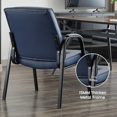 Big&Wide Office Guest Reception Chair Set of 6, Conference Room Chairs Waiting Room Chairs 6 Pack, Modern Leather Office Desk Chair No Wheels(Navy Blue) - color: Navy Blue, size: 6 Pack