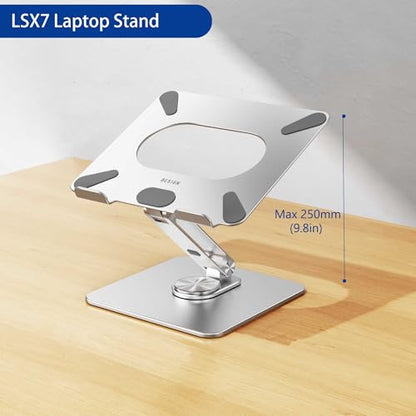 BESIGN LSX7 Laptop Stand with 360 Rotating Base, Ergonomic Adjustable Notebook Riser, Foldable Computer Holder Compatible with 10-15.6" Laptops (Silver) - color: Silver