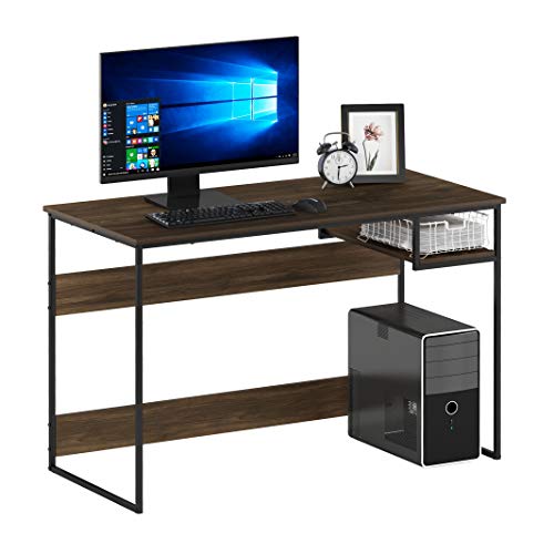 FURINNO Moretti Lifestyle Study Desk, 45 Inches, Columbia Walnut | with Lower Shelf, Open Frame, Rectangular, Gaming Desk, for Computer, Writing, for Home Office, Study Room, Dorm - color: Columbia Walnut, size: 45 inches