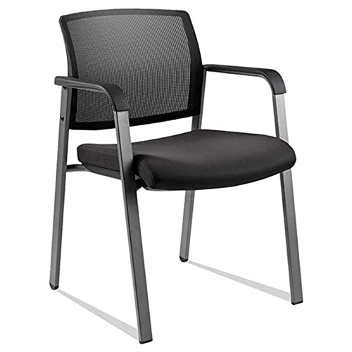 CLATINA Mesh Back Stacking Arm Chairs with Upholstered Fabric Seat and Ergonomic Lumber Support for Office School Church Guest Reception Black - color: Black, size: 1 pack