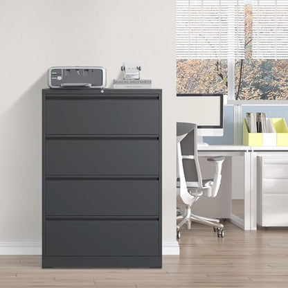 4 Drawer Metal File Cabinet for Legal/Letter Size File,Lockable | Heavy Duty Large Steel Filing Cabinet Home Office Lateral File Cabinets Wide Storage Cabinets,Assembly Required - size: Lateral-4 drawers
