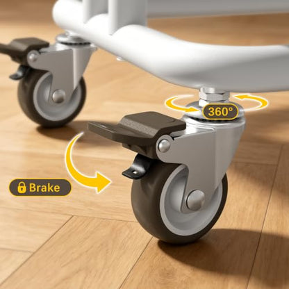 3 Tier Rolling Cart Metal Utility Cart with Lockable Wheels Home Office - color: White, size: Small