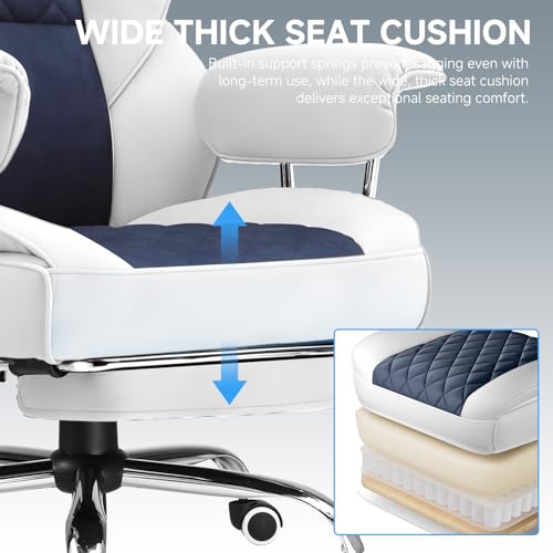 GTPLAYER Gaming Chair,Office Chair with Pocket Spring Lumbar Support, Ergonomic Comfortable Wide Office Desk Computer Chair with Outward Fixed Soft Armrests and Footrest (Fabric, Light Blue & White) - color: Light Blue White