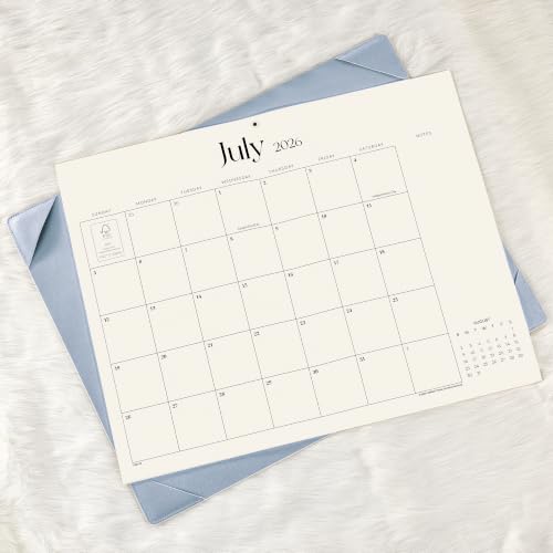 Simplified Desk Calendar 2026 with Desktop Mat, Cabbrix Large Desk Pad Calendar 21" x 16-1/2" Including July 2026 to December 2027 Desk Blotter Calendar for Home School and Office (Blue) - color: Blue
