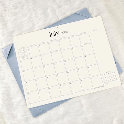 Simplified Desk Calendar 2026 with Desktop Mat, Cabbrix Large Desk Pad Calendar 21" x 16-1/2" Including July 2026 to December 2027 Desk Blotter Calendar for Home School and Office (Blue) - color: Blue