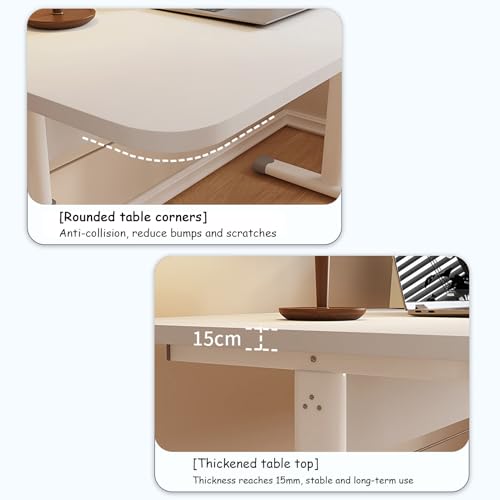 Manual Standing Desk, Adjustable Height Desk, Ergonomic Sit Stand Up Desk, White Office Desk, Metal Frame, Computer Desk with Hand Crank(100x60cm/39.3x23.6in) - size: 100x60cm/39.3x23.6in