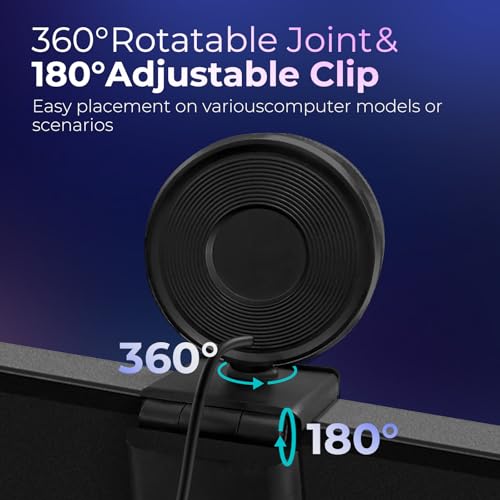 4K Webcam for PC with Microphone & Light & Privacy Cover - color: Black, style: 4K Sony Sensor PDAF