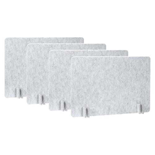 PATIKIL Desk Divider, 4 Set 24 x 16 Inch Acoustic Freestanding Desk Divider Desk Privacy Panel with 16 Pcs Support Feet for Library Office Workstation,Light Grey - color: Light Gray