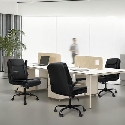 NEO CHAIR PU Leather Office Desk Chair with Adjustable Arms, All Black | Ergonomic Mid Back Computer Desk Chair Comfy with Wheels Swivel Rolling for Home Office Gaming Study - color: All Black