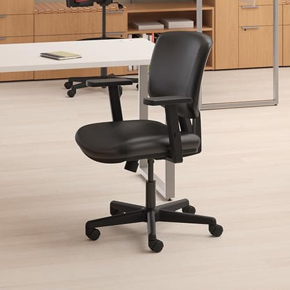HON Volt Ergonomic Office Chair, Armless, Office Desk Computer Chair, Black - color: Softhread Leather Back