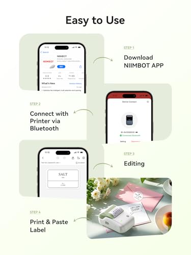 NIIMBOT B1 Label Maker Machine with 3 Tapes, 2Inch Thermal Label Printer - color: Green, style: 1 Printer+3 Roll Labels