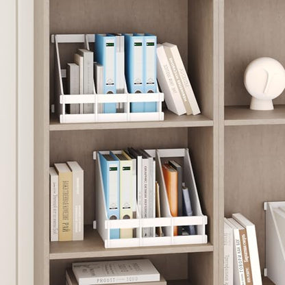 Bamboo Desk File Organizer, 3-Compartment Magazine Holder(White) | 3 vertical compartments organize files, folders, magazines and mail while saving valuable desk space. - color: White