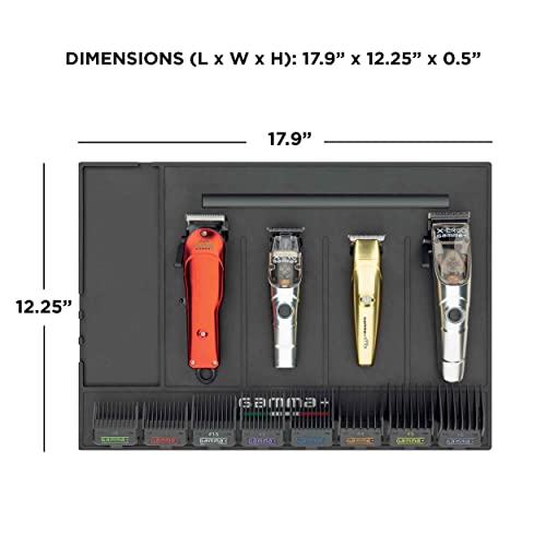 GAMMA+ Professional Barber Appliance Magnetic Mat and Station Organizer, Anti-Slip, Durable Hair Styling Tools - color: Black Magnetic Barber Mat