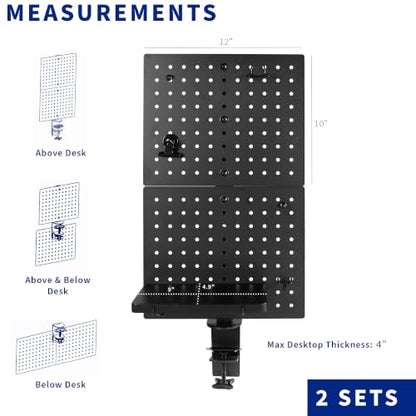 VIVO Clamp-on 20 x 24 in Desk Pegboard - color: Black, size: 24"