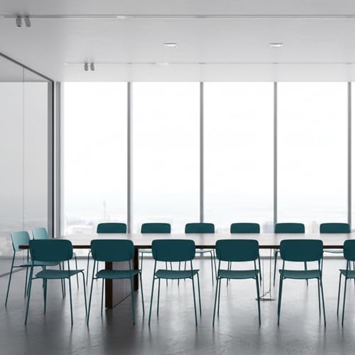 Sidanli Armless Stacking Chairs, Blue, Set of 4 | Ergonomic Plastic Seat, Waterproof, with 2MM Thicken Metal Legs, for Conference Reception Dining Room, Easy to Stack - color: Blue