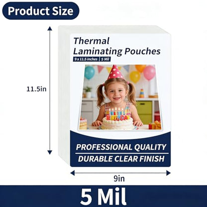 50 Pack Laminating Sheets 9 x 11.5, 5mil Thermal Laminating Pouches, Clear Plastic Laminator Sheets for 8.5 x 11 Letter Size Paper, Lamination Sheets for Office, School & Home