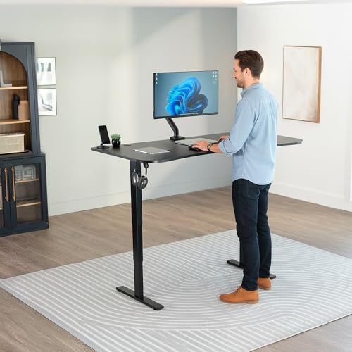 VIVO Black 63 x 32 in Standing Desk, DESK-KIT-2E1B - color: Black Top / Black Frame, size: 63 x 32 inch