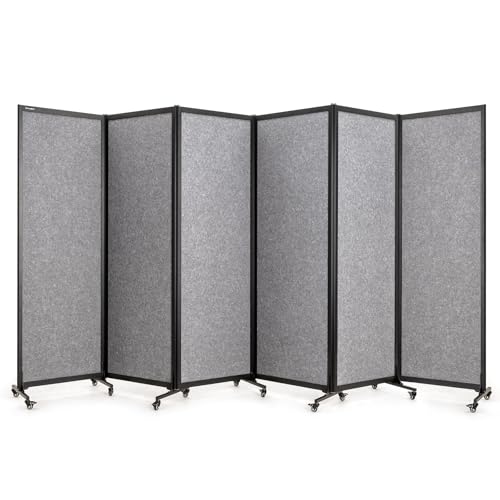 Room Partition 2.0 Upgrade Version,12'2"L* 6'7"H,6 Panel，Light Grey - color: Light Grey, size: 6