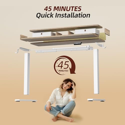 TIQLAB 40 * 24 inch Standing Desk with Two Drawers&Top Shelf, Maple | Smooth Height Adjustment, 2 Memory Presets, One-Touch Control, Stable Steel Frame, 176 lbs Capacity, Easy Assembly - color: Maple, size: 40*24 inch without keyboard tray