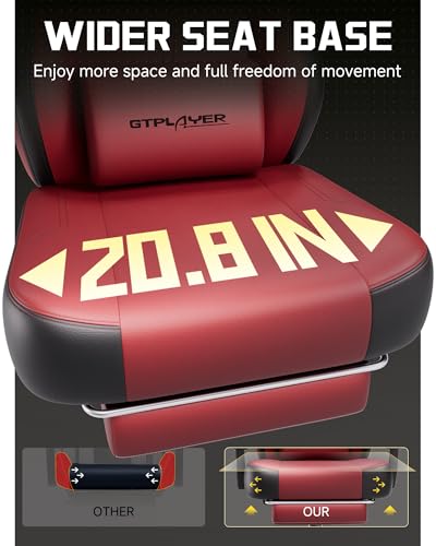 GTPLAYER Big & Tall Gaming Chair, Wide Seat with Footrest, Wine Red - color: 10 Wine Red