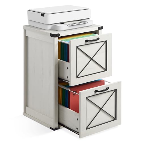 VASAGLE File Cabinet, Filing Cabinet with 2 File Drawers, Printer Stand, Fit A4, Letter Size, Hanging File Folders, Modern Farmhouse Style, for Home Office, Rustic White UOFC048T73 - color: Rustic White, style: 2 Drawers