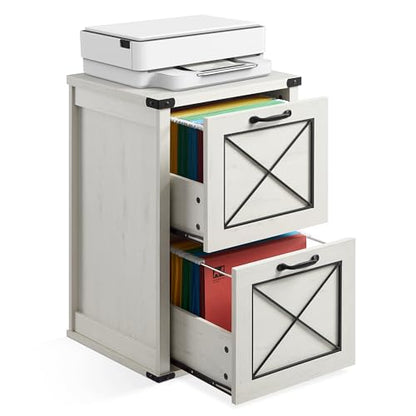VASAGLE File Cabinet, Filing Cabinet with 2 File Drawers, Printer Stand, Fit A4, Letter Size, Hanging File Folders, Modern Farmhouse Style, for Home Office, Rustic White UOFC048T73 - color: Rustic White, style: 2 Drawers