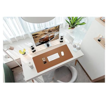 Desk Pad, Leather Non-Slip Laptop Computer Desk Keyboard Mat, Table Protector Blotter Mat, Large Mouse Pad (23.6" x 11.8")-Borwn - color: Borwn