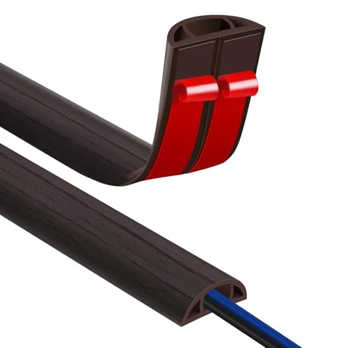 Floor Cord Covers for Wires 10FT Cable Hider Wire Cover Self Adhesive Cord Hider Floor for Offices, Homes, Workshops, Warehouses Cable Cavity 0.39" W x 0.27" H - color: Dark Walnut, size: 1.18" x 10'