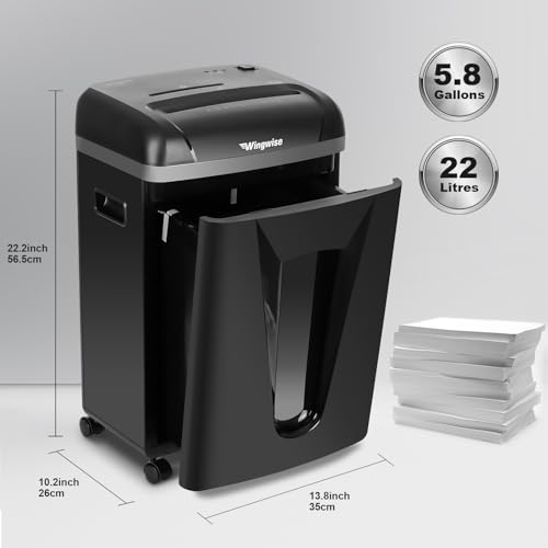 Wingwise 9 Sheets Micro Cut Paper Shredder for Home Office | P-5, 10 Mins Runtime, 5.8 gal, Shreds CDs & Credit Cards