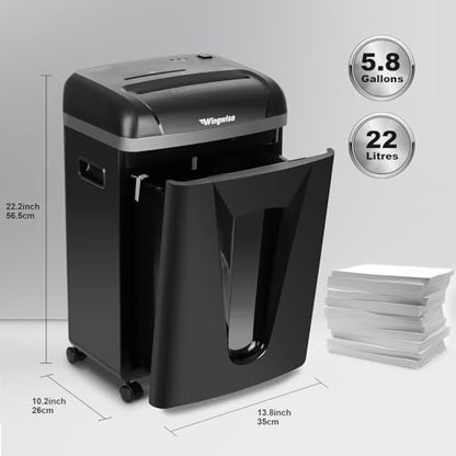 Wingwise 9 Sheets Micro Cut Paper Shredder for Home Office | P-5, 10 Mins Runtime, 5.8 gal, Shreds CDs & Credit Cards