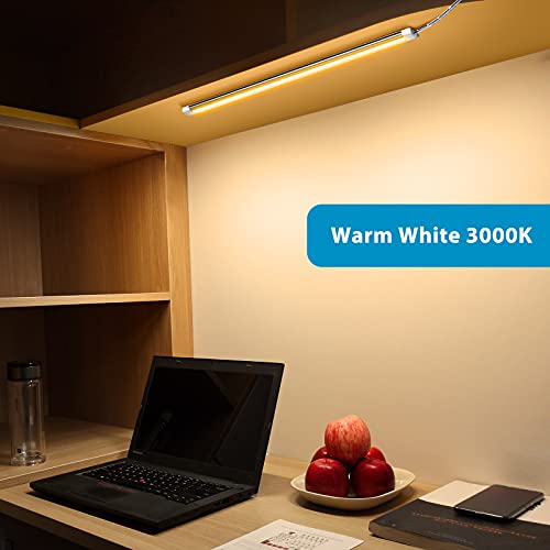 Litever Under Cabinet LED Lighting Kit, Super Bright, 6 PCS 12” Slim Light Bars, 31W 2000 Lumen, Dimmable, Plug or Wired Power Adapter, for Kitchen Cabinets Counter Shelf Workbench (Warm White 3000K) - color: White Cable-Warm White 3000K
